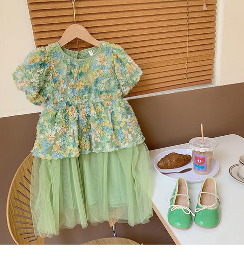 Children's Gauze Patchwork Puffy Princess Skirt